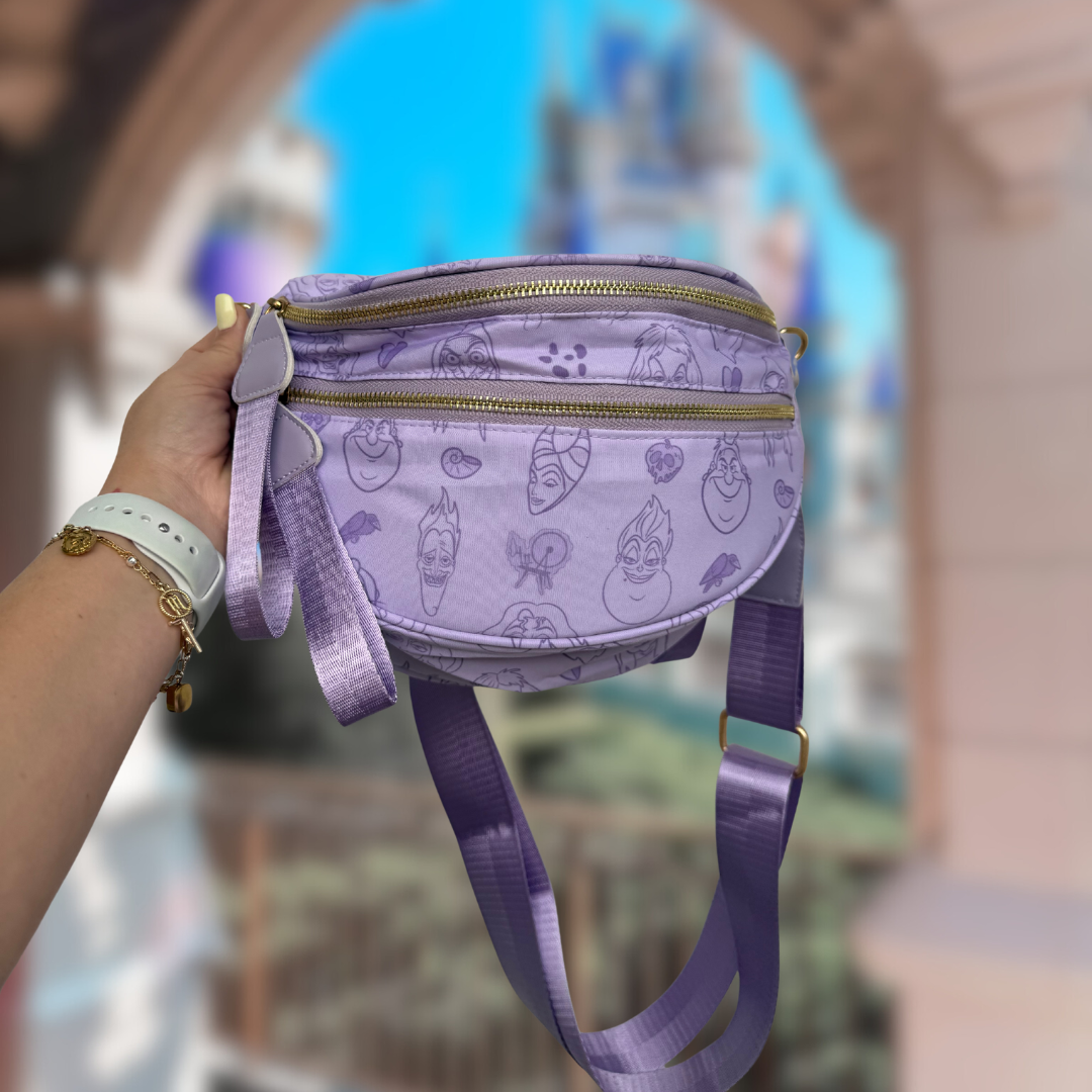Purple Villains | Crossbody Waist Bag with Spooky Character Print