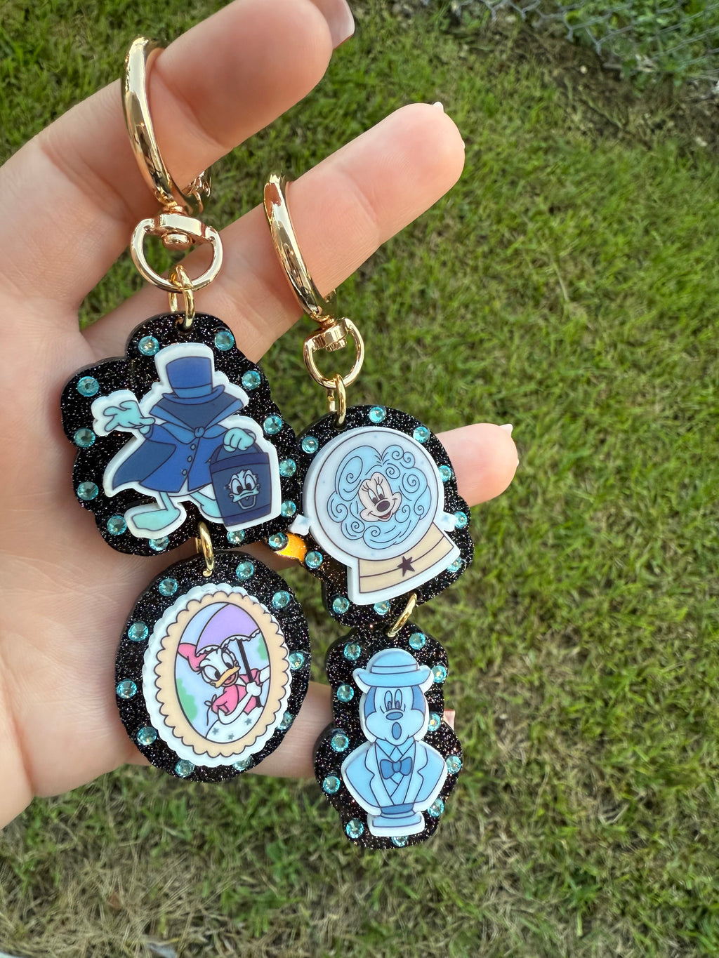Haunted House Inspired Glitter Keychain | Crystal Ball Charms